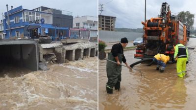 İzmir kent merkezi ve kıyı ilçelerinde etkili olan sağanak yağış